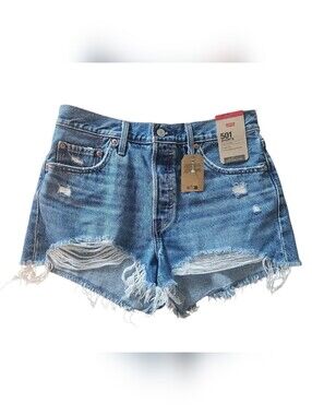 NWT Levi's Distressed 501 High Rise Denim Shorts